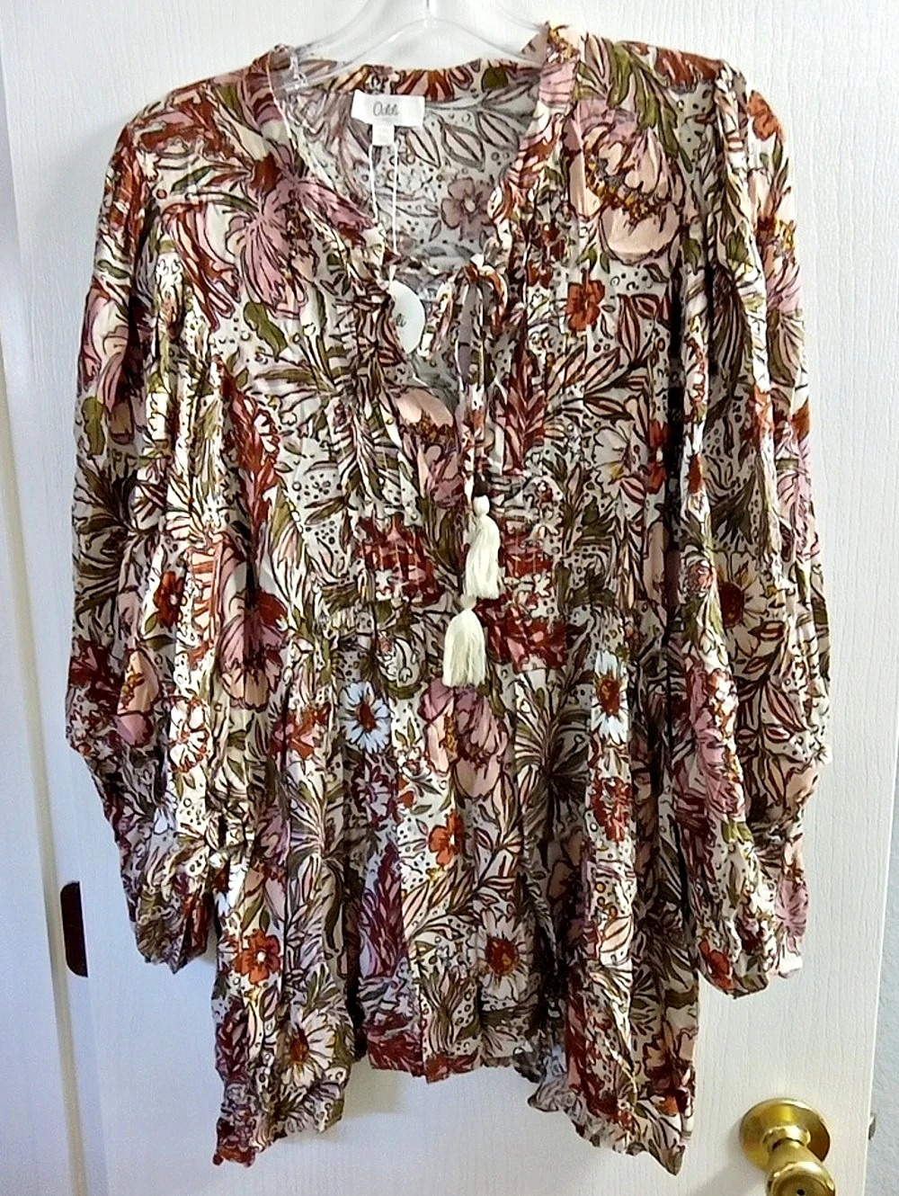 Oddi Floral Tunic in Brown & Pink 1XL Like New